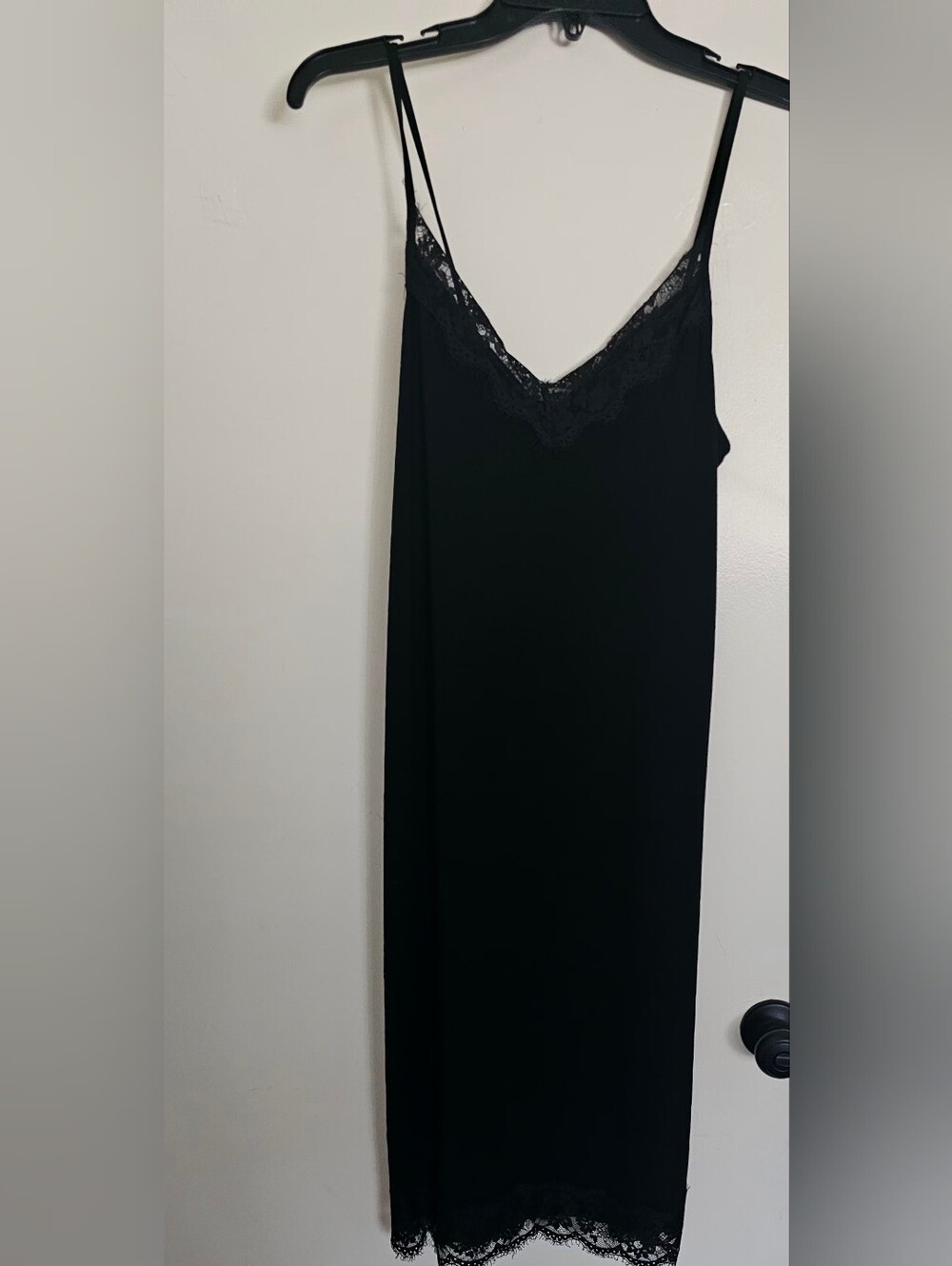 Zara Black Lace-Trim Slip Dress